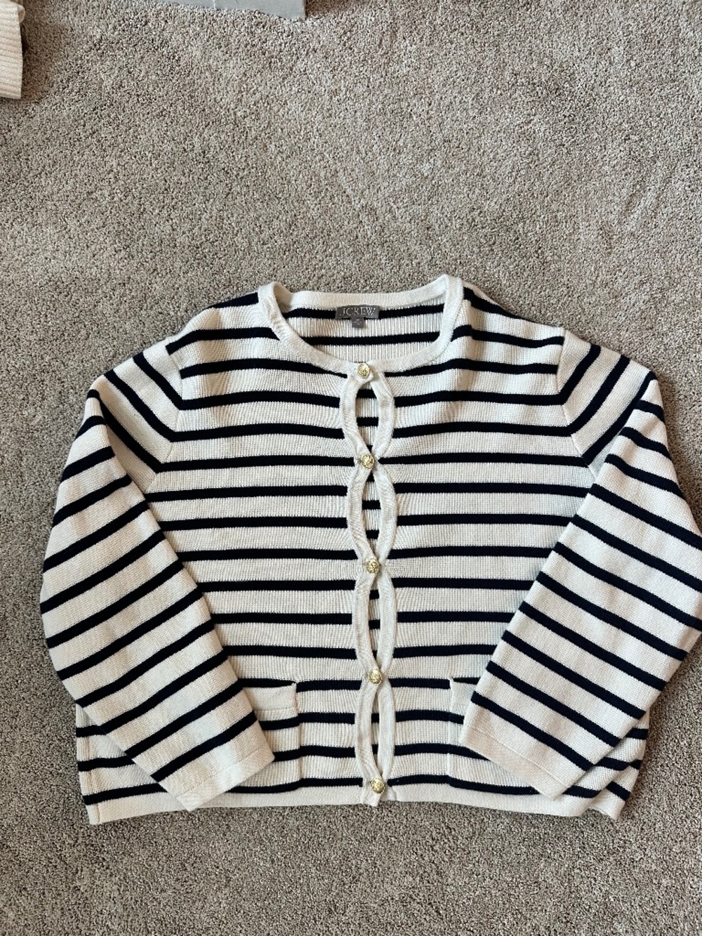 J.Crew‎ Heavy Cotton Golden Buttons Striped Pockets
